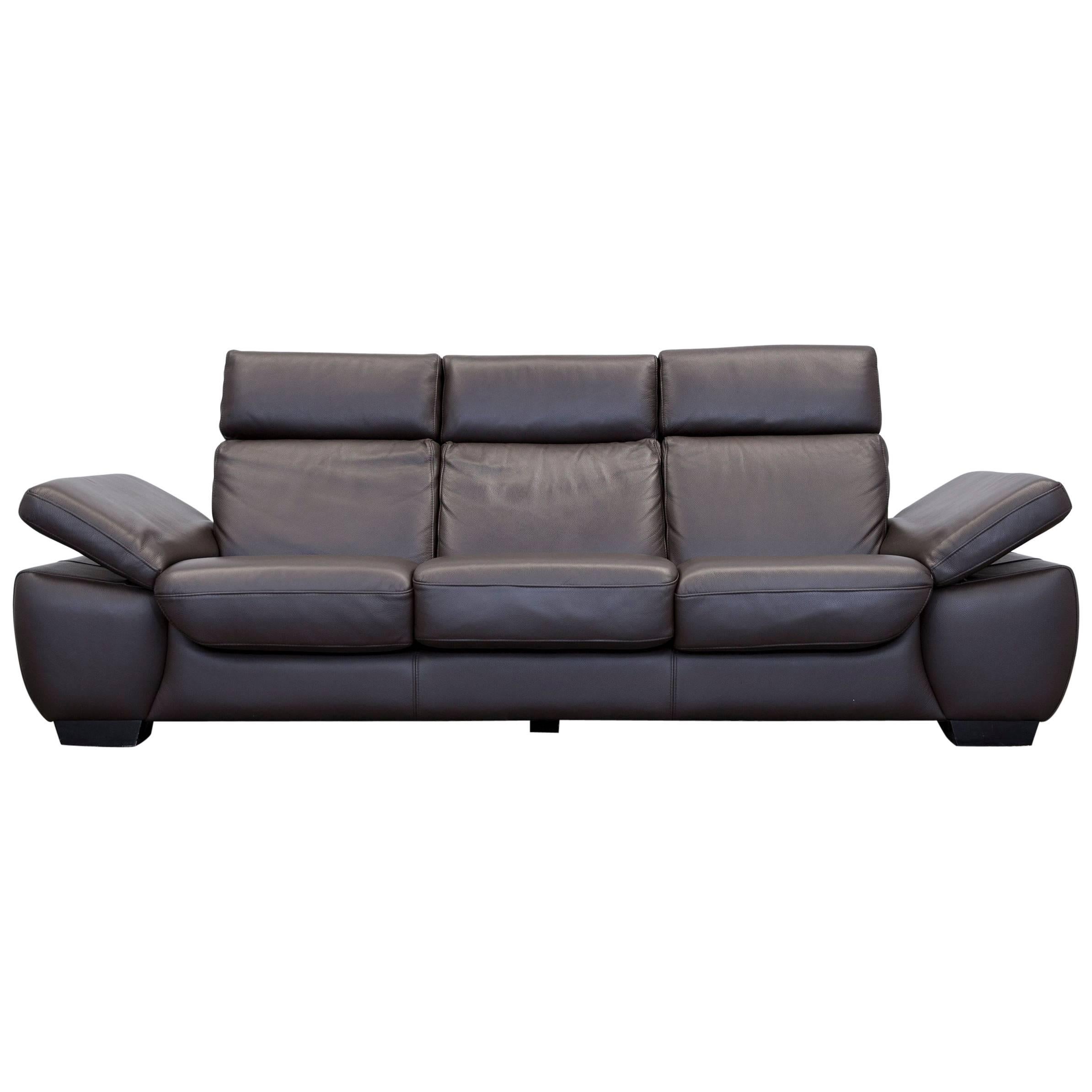 Design Leather Three-Seat Couch Recliner Modern