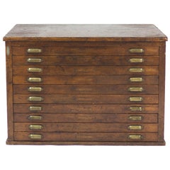 Rare Antique Oak Flat File Cabinet