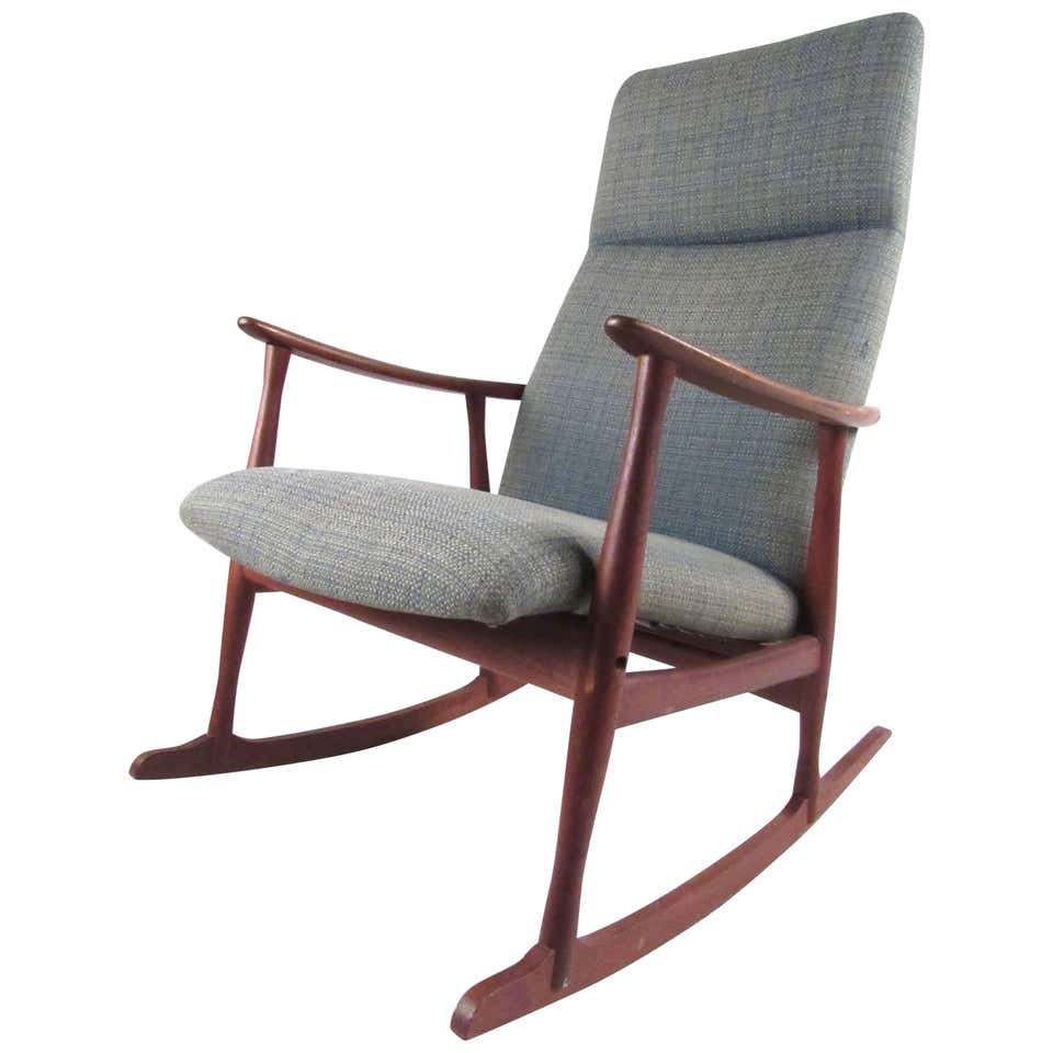 Scandinavian Modern Teak and Cane Rocking Chair by Hans Olsen at ...