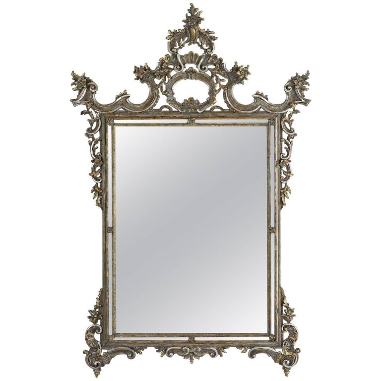 Late 19th Century Italian BaroqueStyle Wall Mirror For Sale at 1stdibs