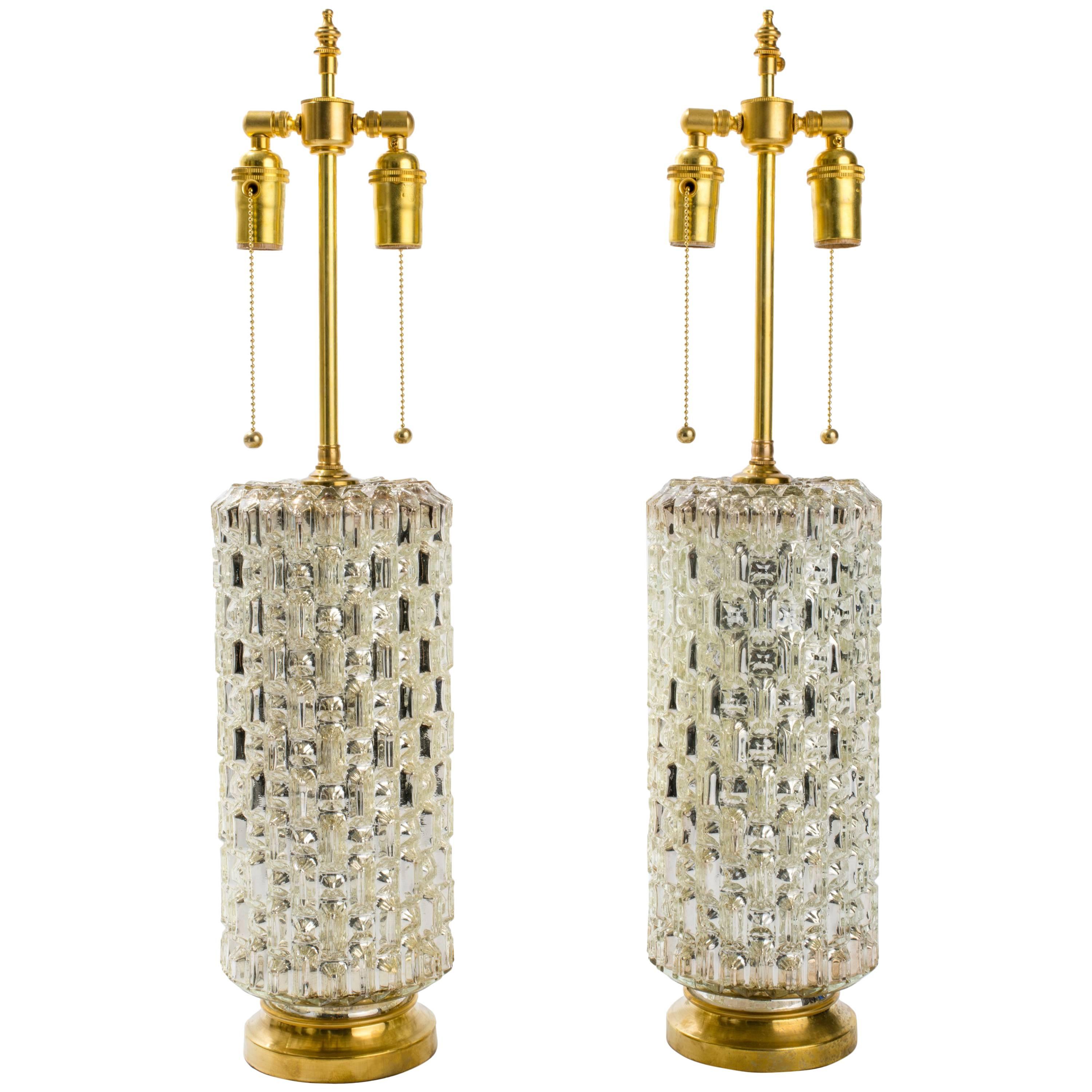 Textured Cylindrical Mercury Glass Lamps