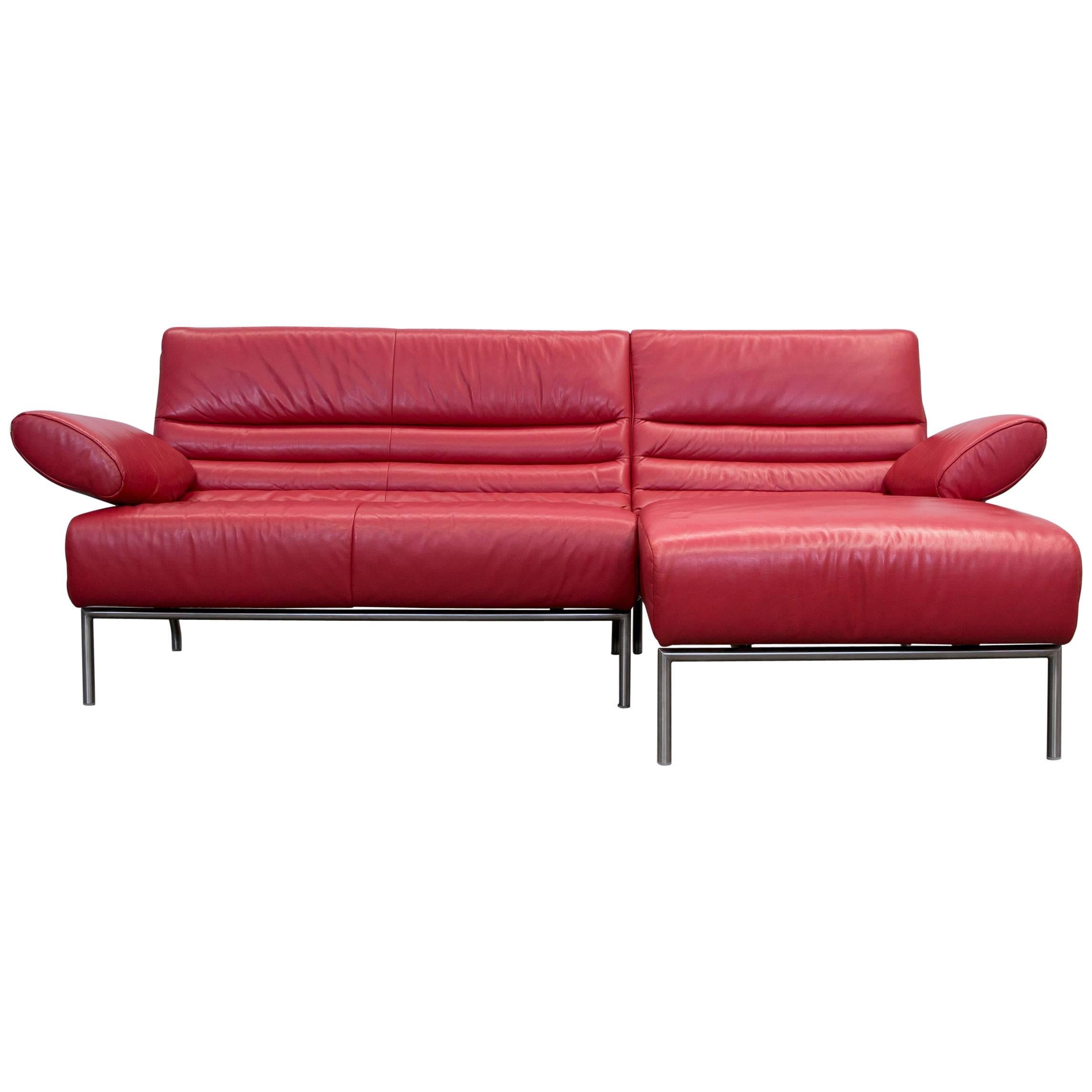 Koinor Design Leather Corner Couch Red Function Modern