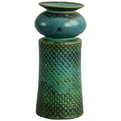 Stoneware Vase with Turquoise Glaze by Stig Lindberg for Gustavsberg, 1963