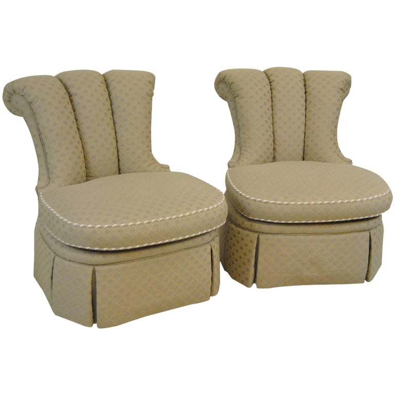 Pair Of Upholstered Armless Chairs By Century Furniture Company For Pair Of Upholstered Armless Chairs By Century Furniture Company For