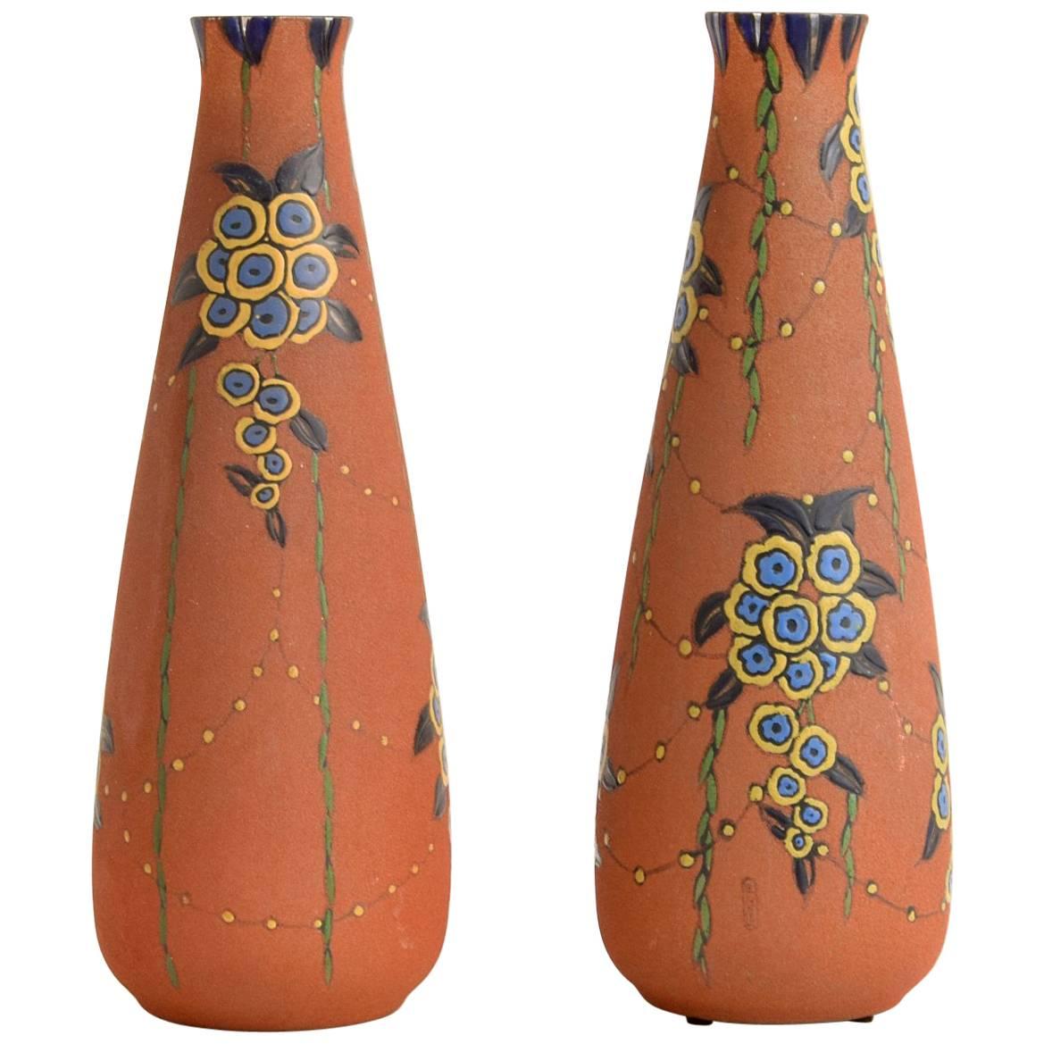 Pair of Large Auguste Heiligeinsten for Leune Vases For Sale