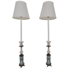 Pair of 20th Century Wedgewood Style Candlestick Lamps
