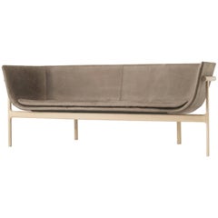 Tailor Lounge Sofa by Rui Alves, Natural Oak with Dark Brown Leather, Quickship