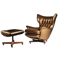 Vintage G Plan Lounge Chair and Ottoman Model 62 'Blofeld'