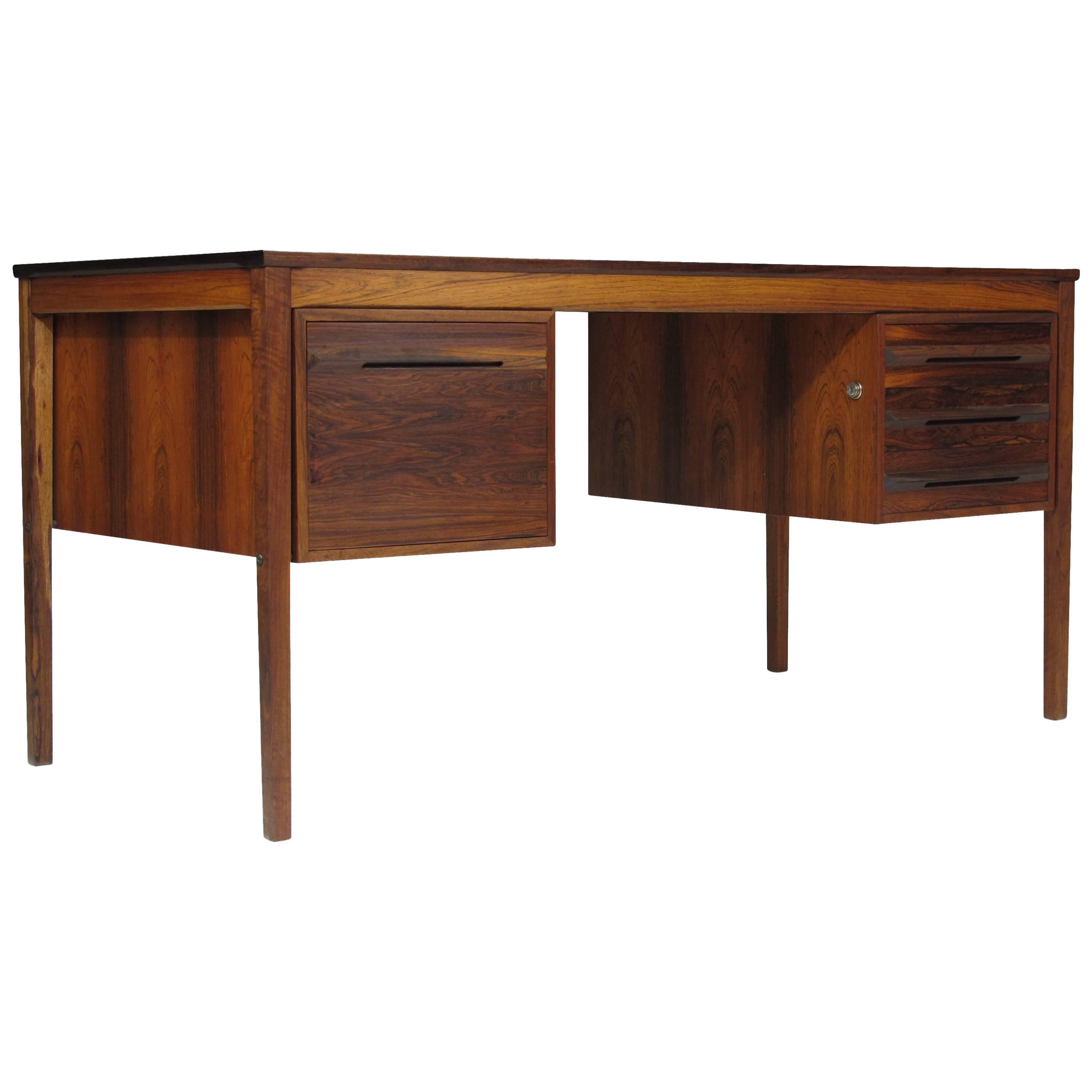 Haug Snekkeri Midcentury Rosewood Desk with Filing Cabinet