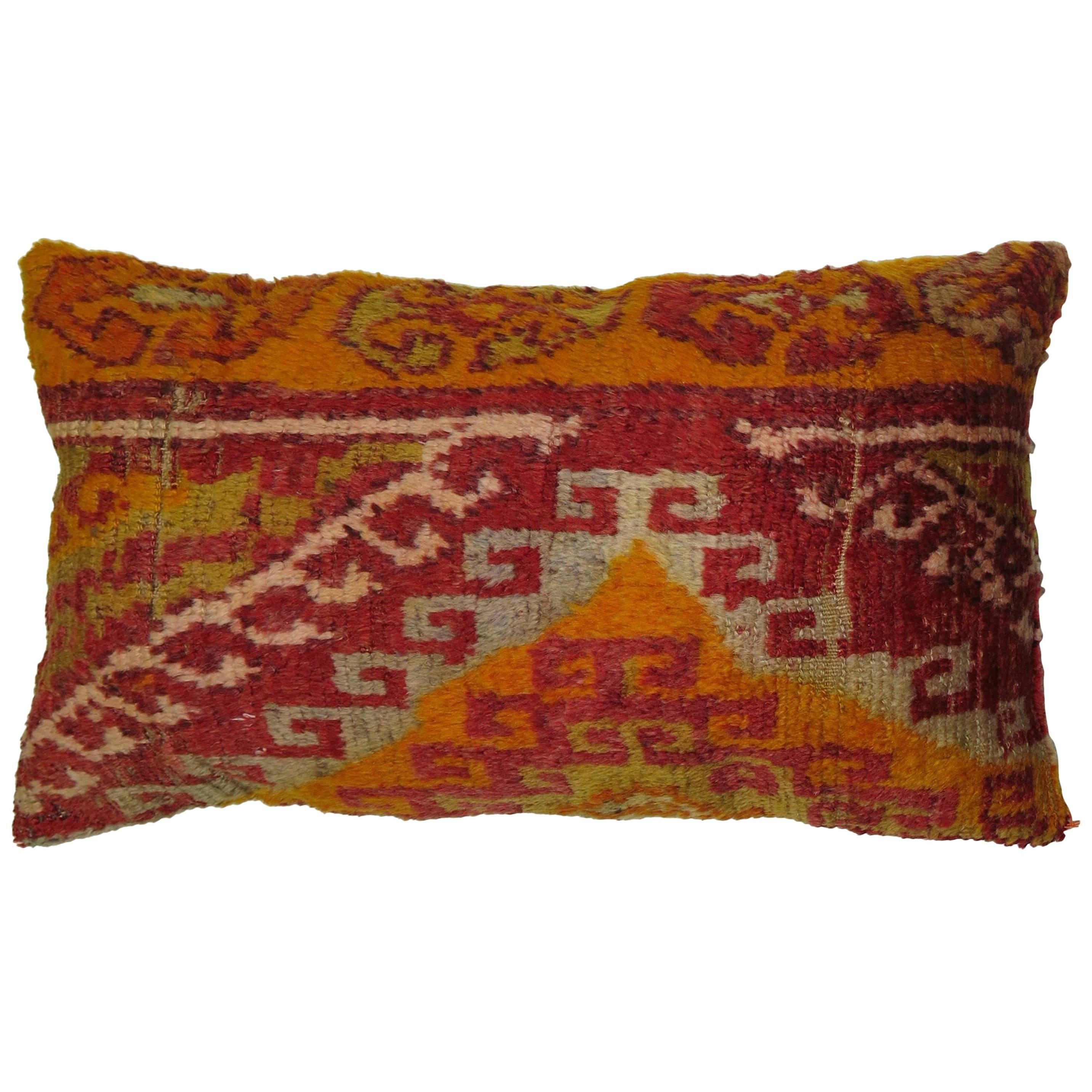 Boho Chic Vintage Turkish Lumbar Rug Pillow