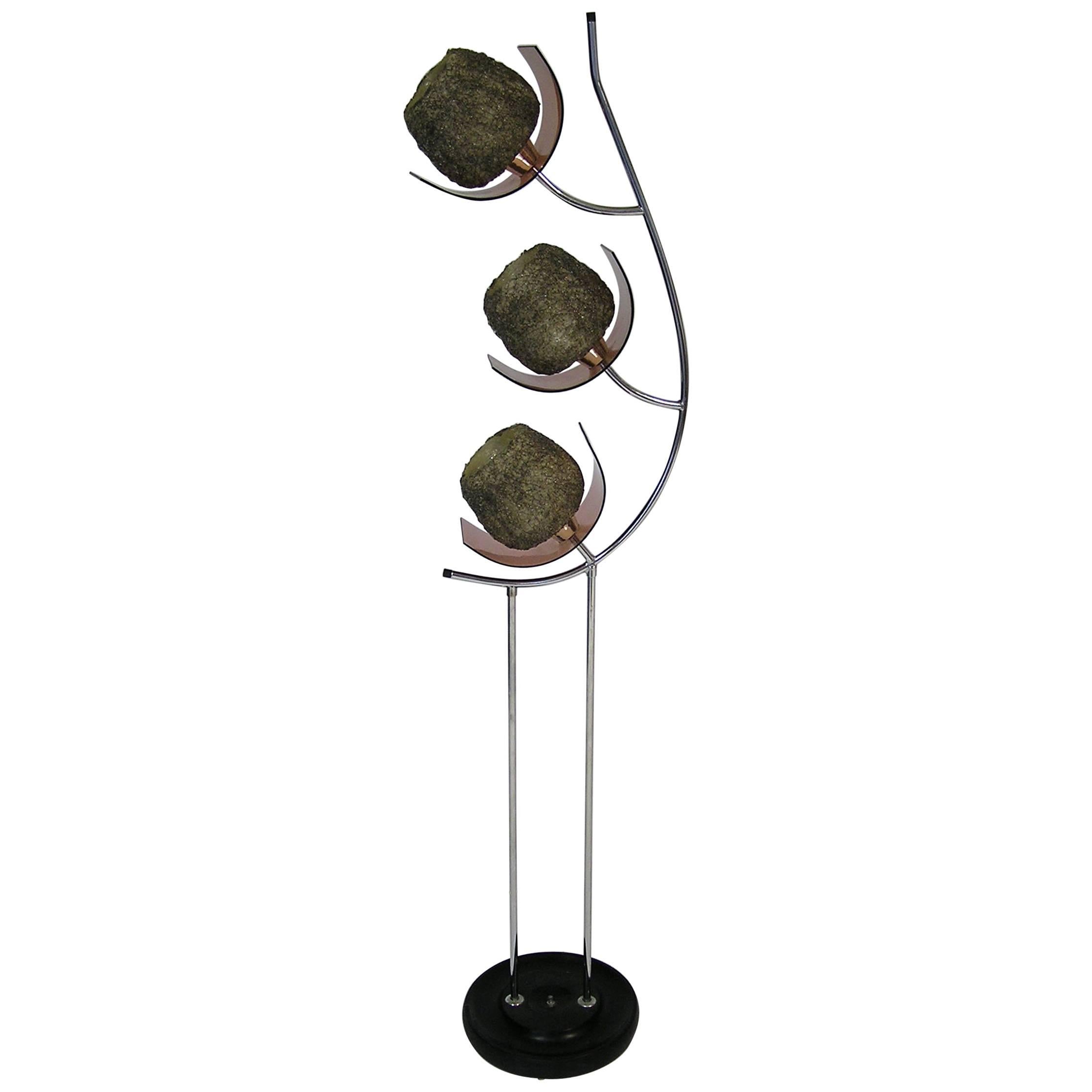 1960s Mid-Century Modern Chrome and Lucite Floor Lamp For Sale