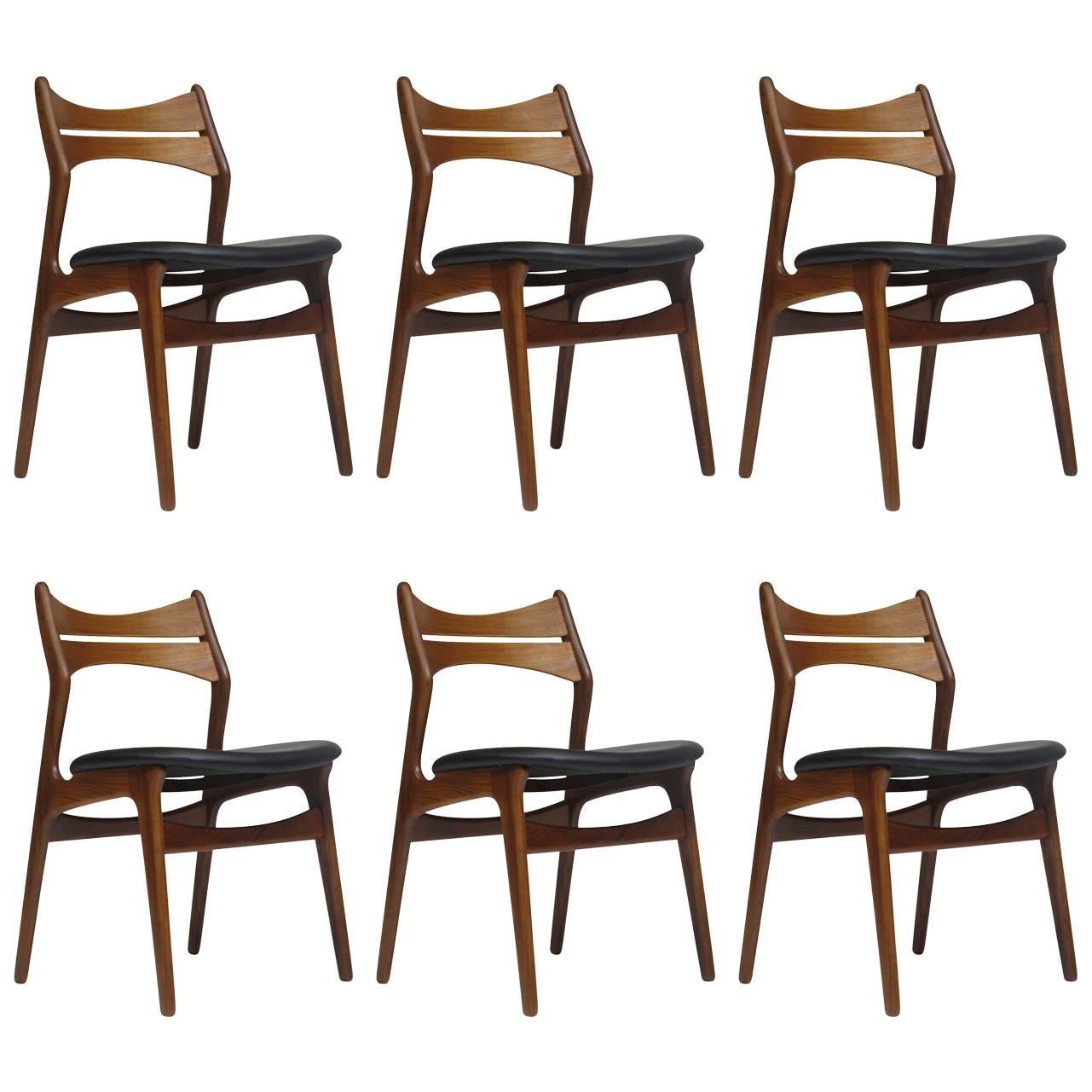1960s Erik Buck Danish Teak Dining Chairs - Set of Six - 45 Available