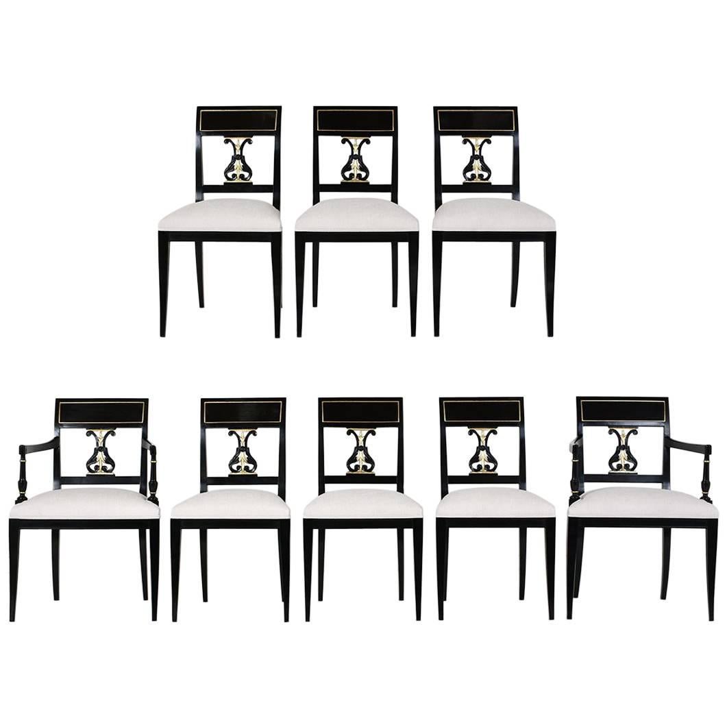 Set of Eight Hollywood Regency-Style Dining Chairs