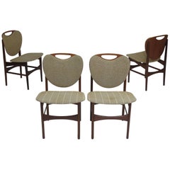 Four Shield Back Teak Dining Chairs