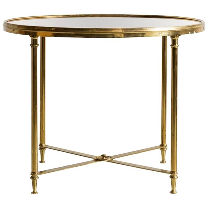 Brass Framed Rose Mirror Round Side Table