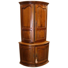 French Louis XV Walnut Carved Corner Cabinet from Provence
