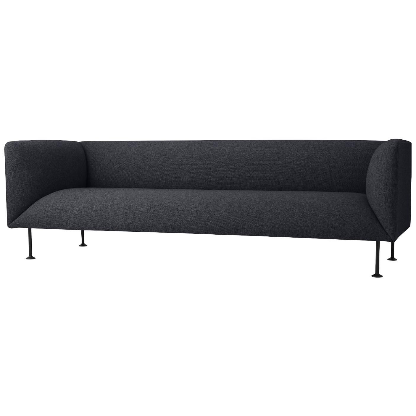 Godot Three-Seat Sofa, Iskos-Berlin, Steel Legs and Dark Grey Fabric For Sale