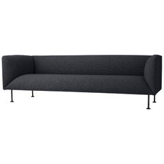 Godot Three-Seat Sofa, Iskos-Berlin, Steel Legs and Dark Grey Fabric