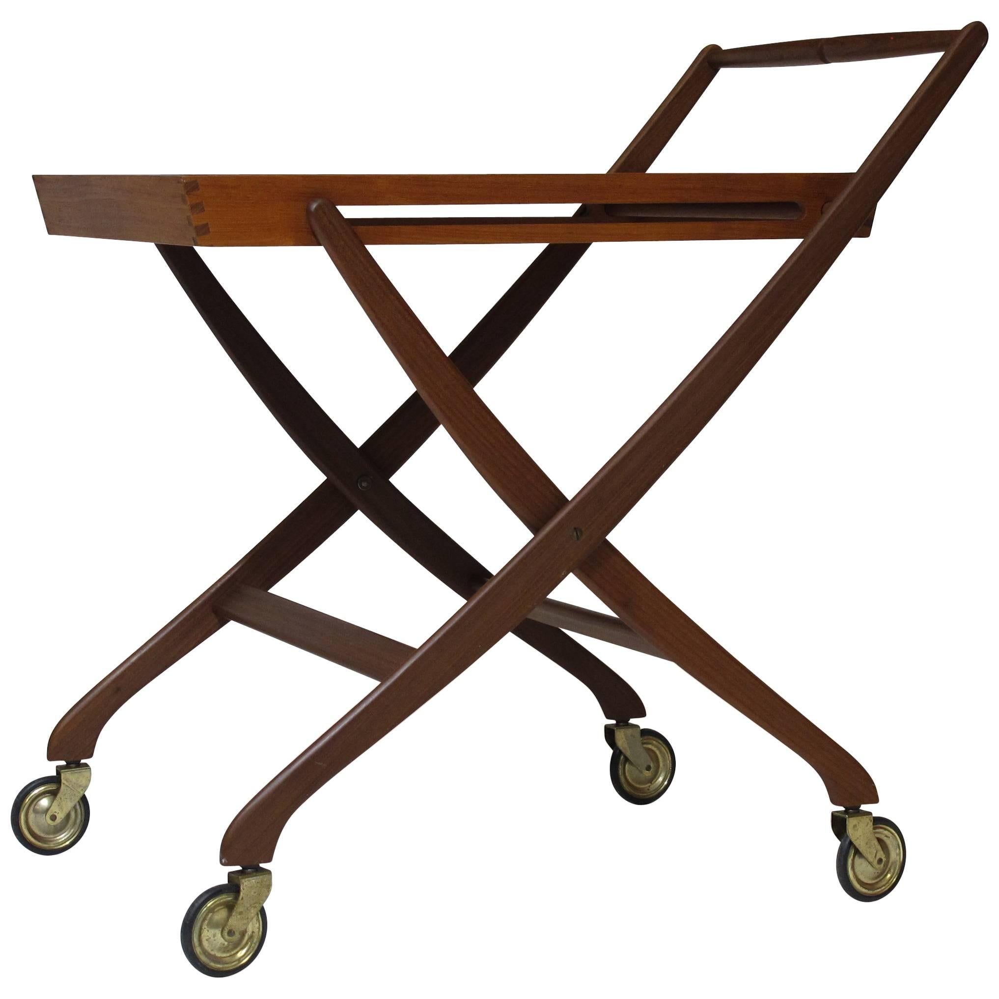 Danish Teak Folding Serving Bar Cart