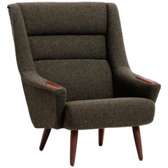 Danish Produced Lounge Chair, Grey Wool Upholstery by Kvadrat, 1960s