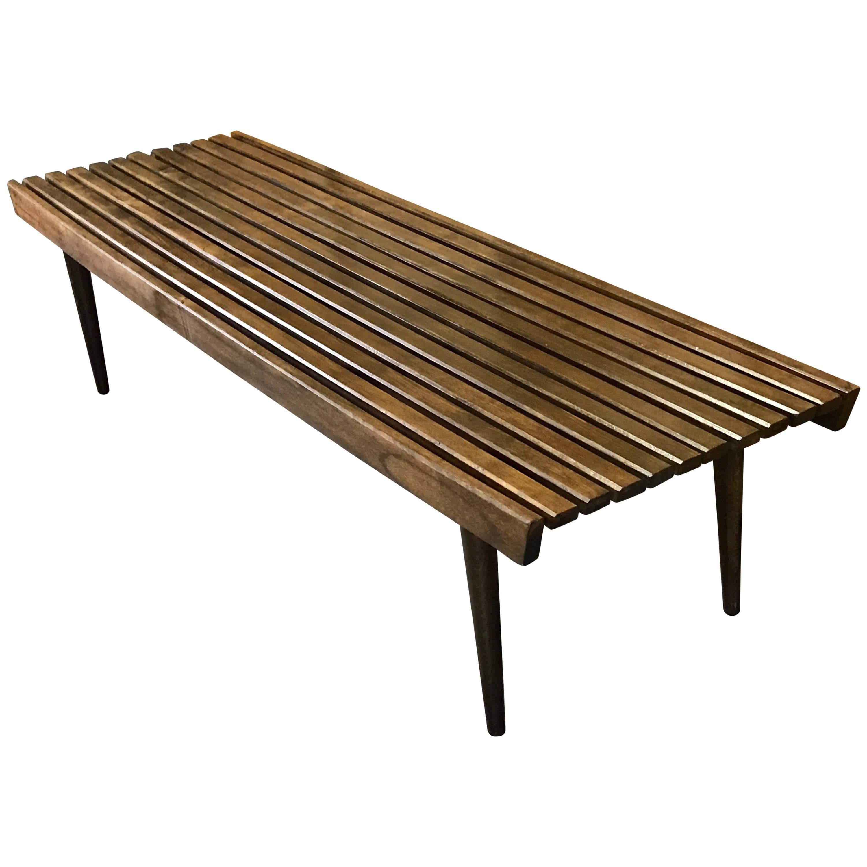 Midcentury Teak Slat Bench or Table in the Style of George Nelson