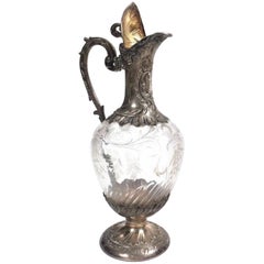 French Sterling and Crystal "Aiguière" Claret Jug, circa 1880