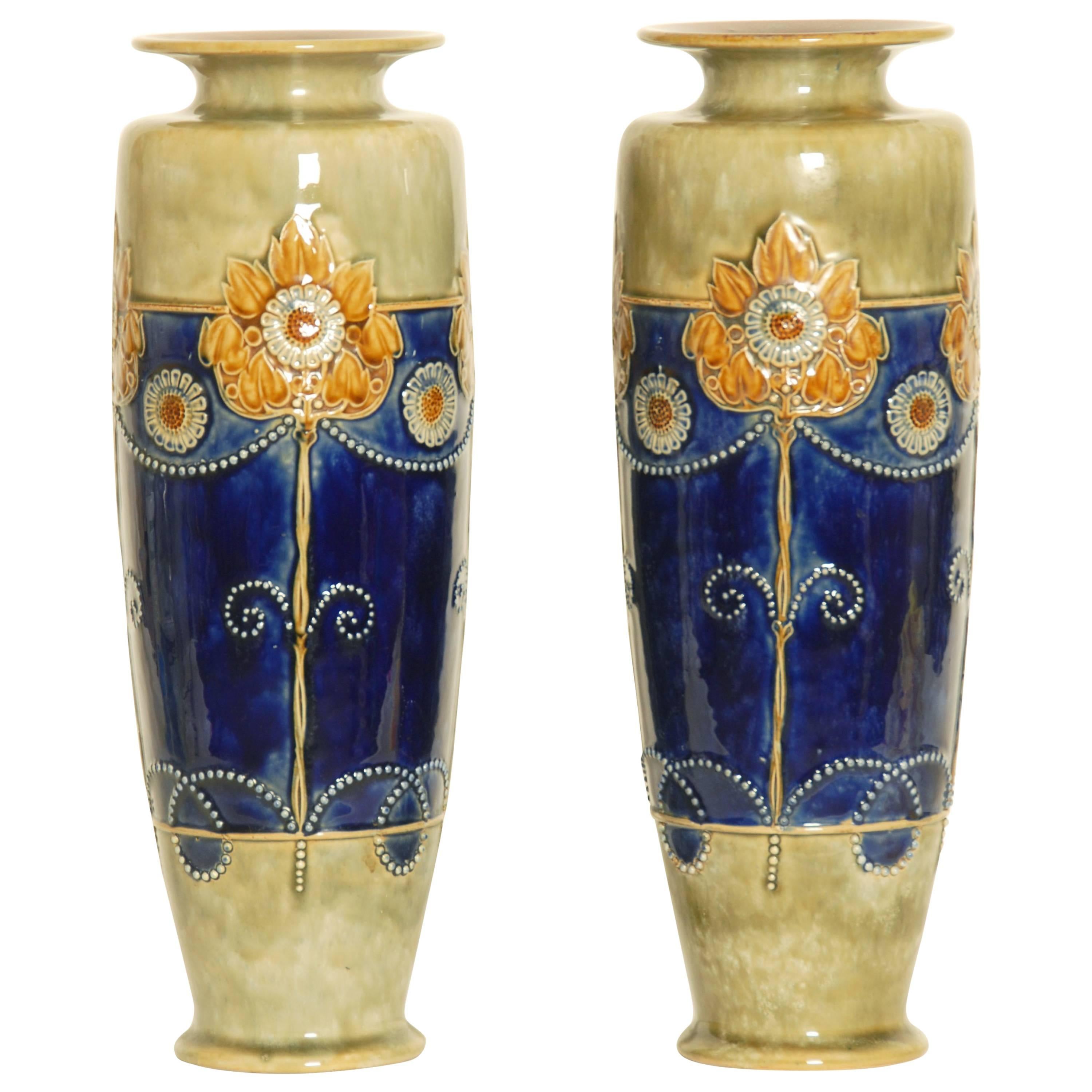 Art Nouveau Royal Doulton Stoneware Vases
