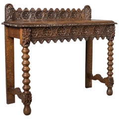 Antique Console Table, 19th Century Scottish Carved Oak