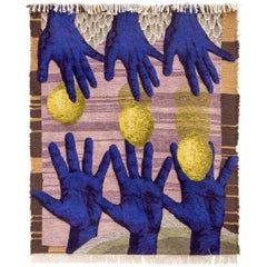 Contemporary Design Rug, Hand-Knotted, Hands Catching