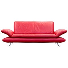Koinor Rossini Designer Sofa Red Full Leather Three-Seat