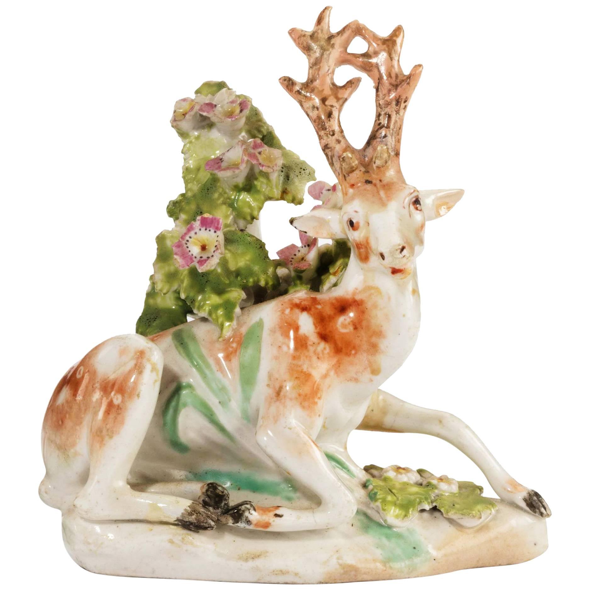 Late 19th Century Staffordshire Pottery Model of a Recumbent Stag
