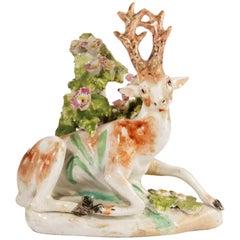 Late 19th Century Staffordshire Pottery Model of a Recumbent Stag