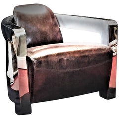 Krueck & Sexton Design, Club Chair in Stainless Steel and Leather, circa 2000s