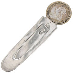 Queen Victoria Diamond Jubilee Commemorative Silver Six Pence Bookmark, 1896