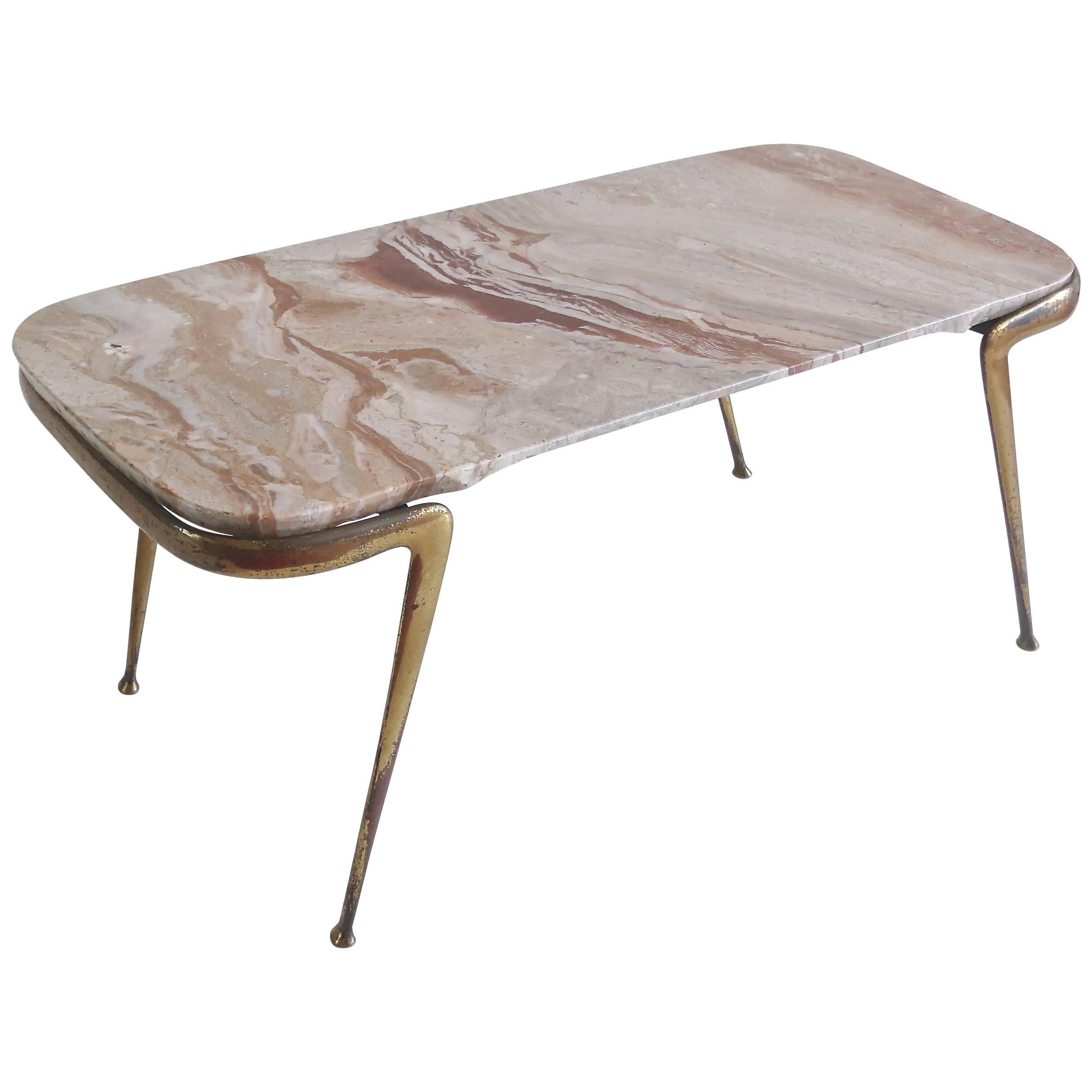 Brass and Italian Breccia Marble-Top Occasional Table by Cesare Lacca, 1950