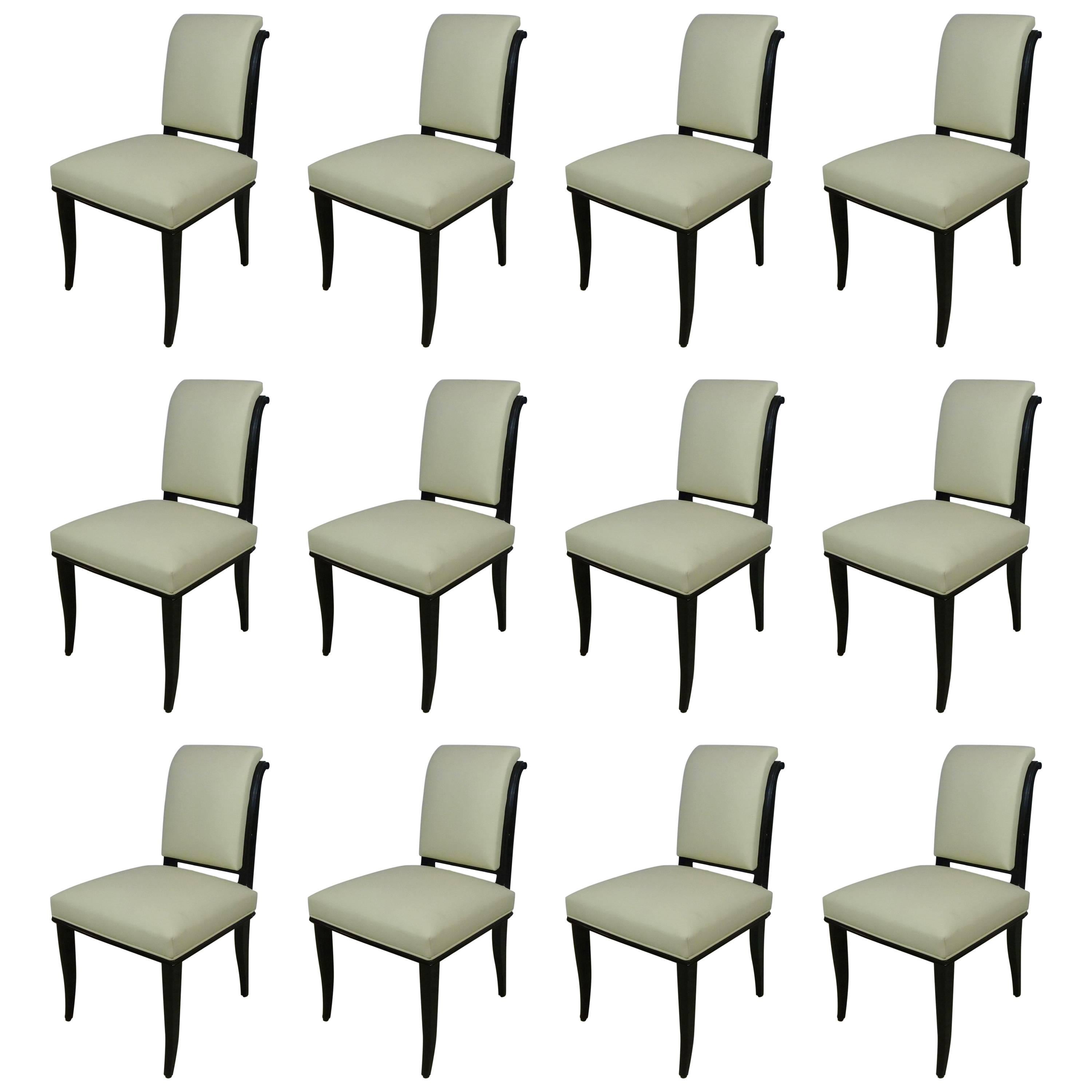 Set of 12 Art Deco Chairs by Alfred Porteneuve