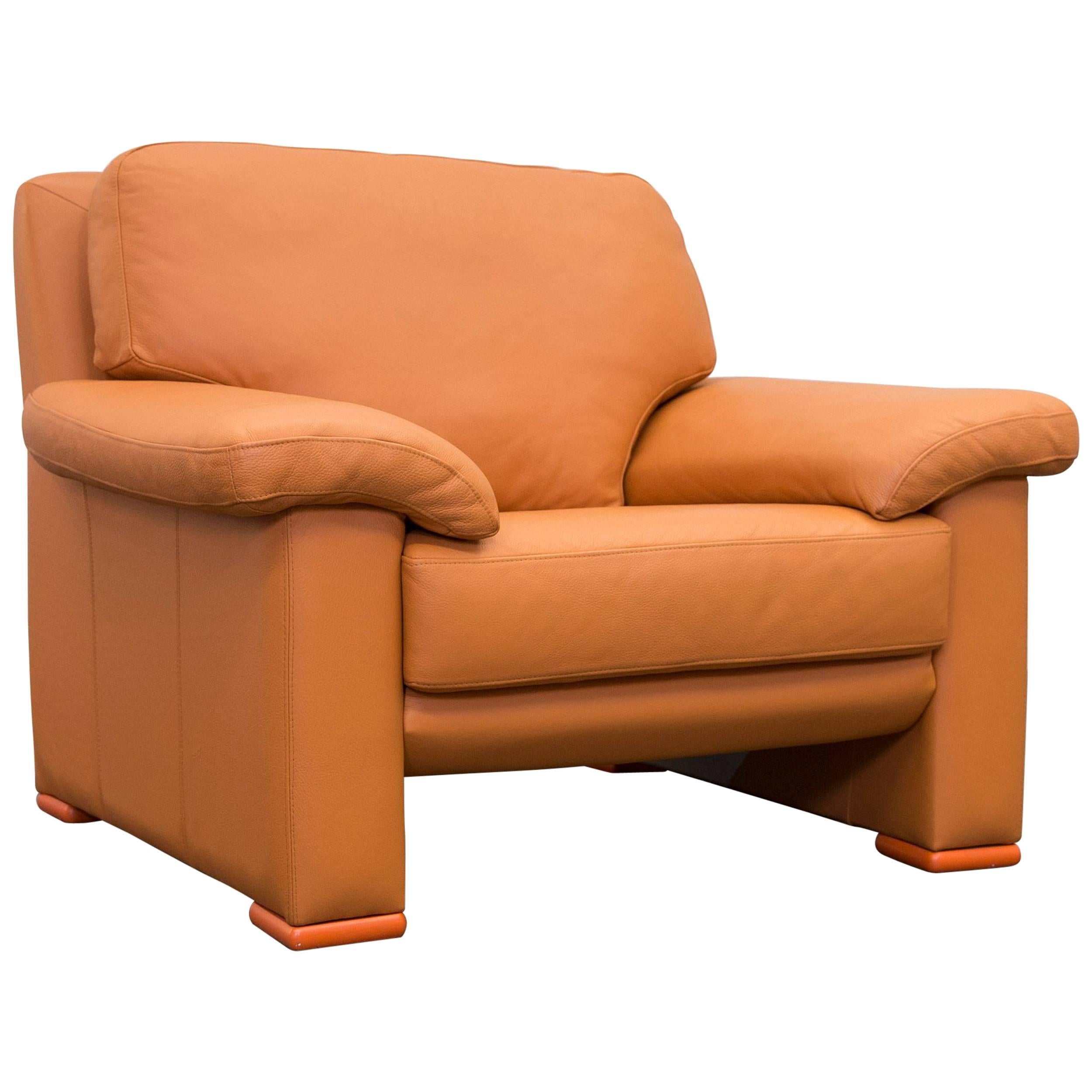 Willi Schillig Designer Chair Orange Leather Three-Seat German Design For Sale