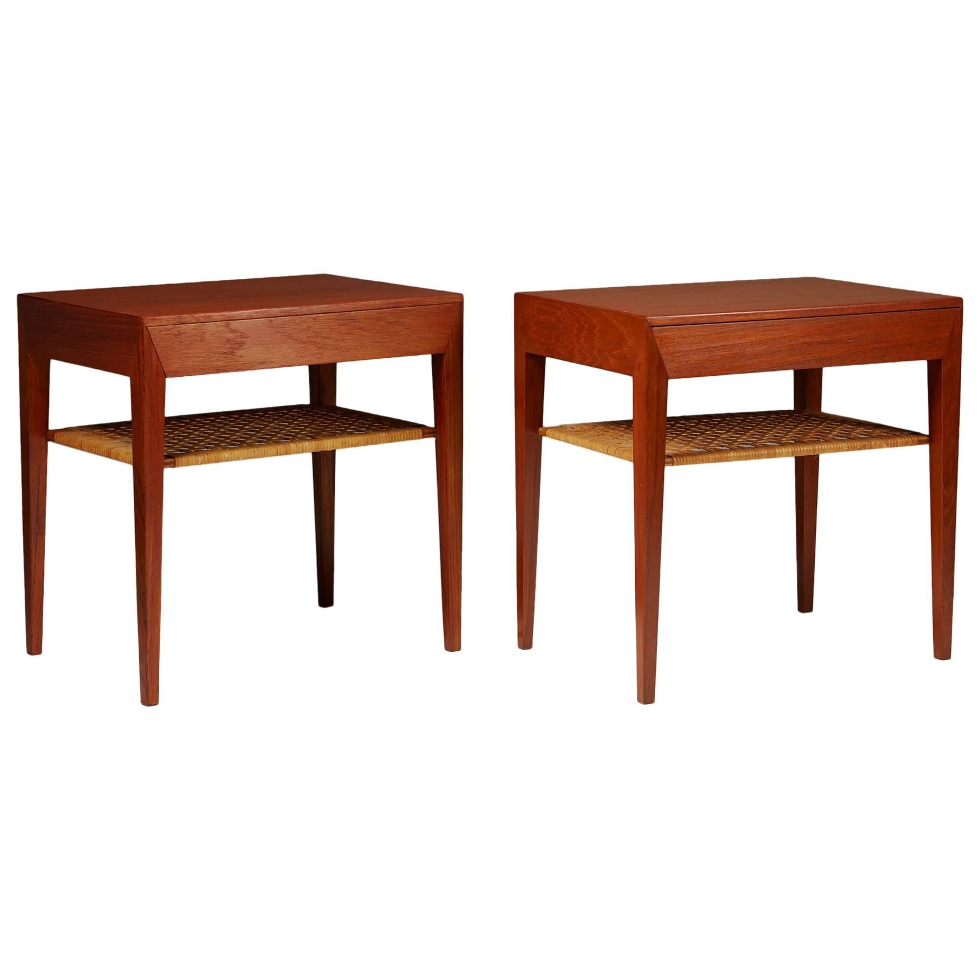 Pair of Bedside Tables Designed by Severin Hansen for Haslev, Denmark, 1950s