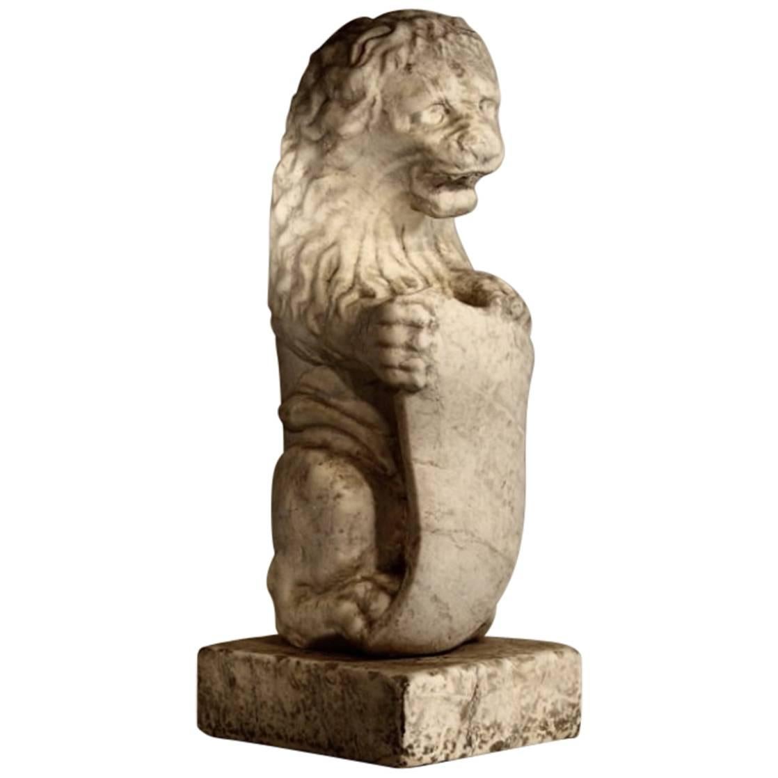 19th Century Italian Marble Lion For Sale