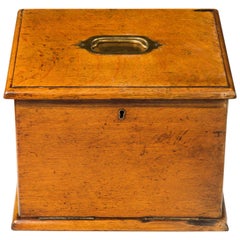 Late 19th Century Oak Stationary Box the Interior with Two Original Inkwells