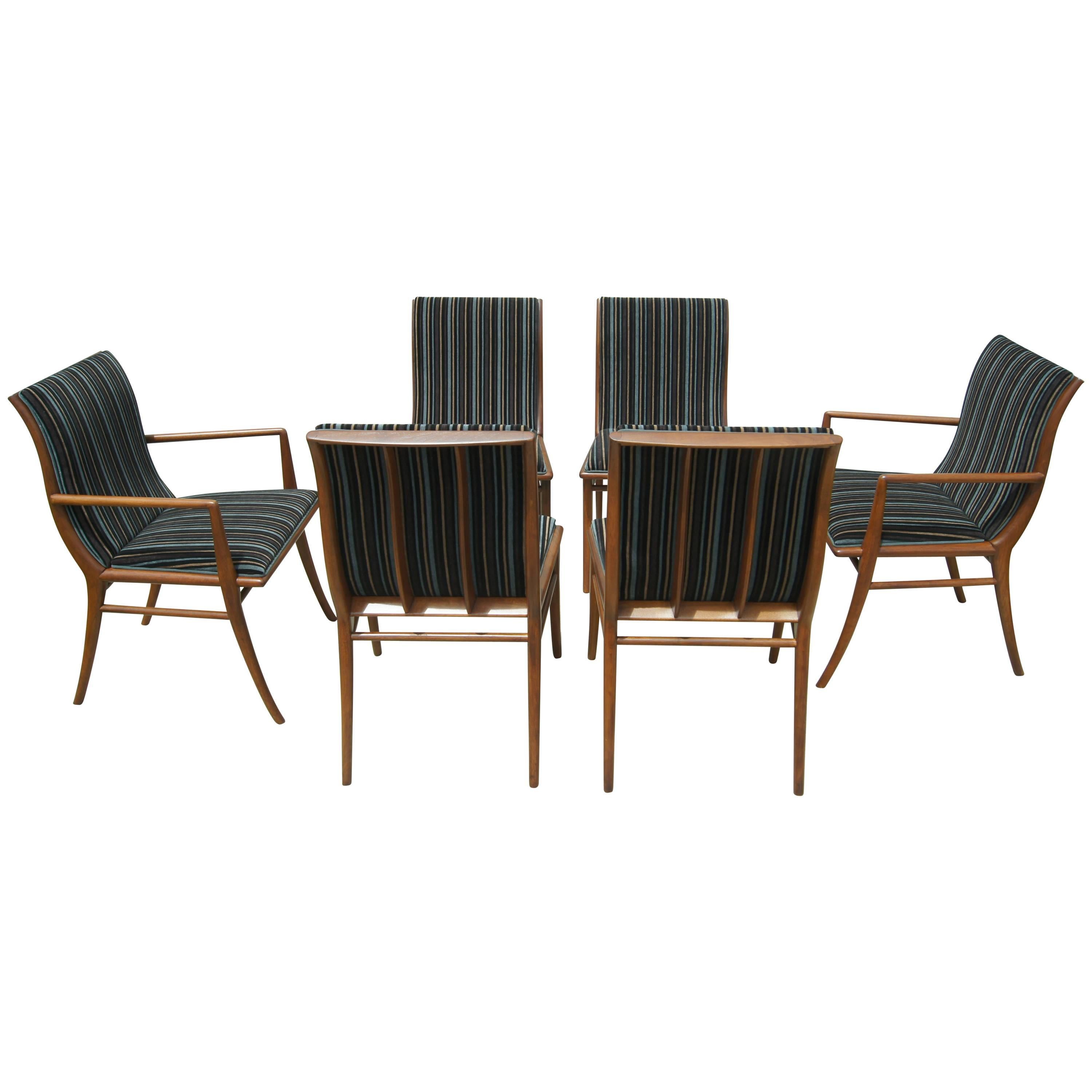 Set of Six Saber-Leg Dining Chairs by T.H. Robsjohn-Gibbings for Widdicomb