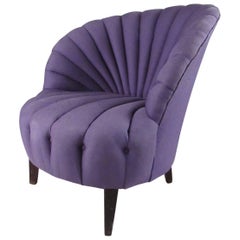 Channel Tufted Art Deco Slipper Chair
