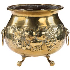 Mid-19th Century Dutch Brass Jardinière with Repoussé Decoration