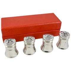 Antique Georg Jensen Norwegian Pewter Salt and Pepper Shakers, a Boxed Set of Four