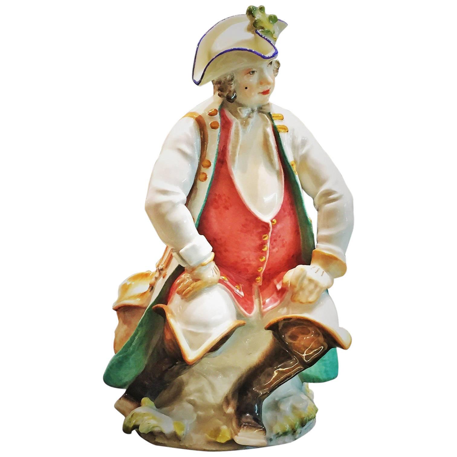 Paul Scheurich for Meissen, Resting Nobleman, Porcelain Sculpture, circa 1920