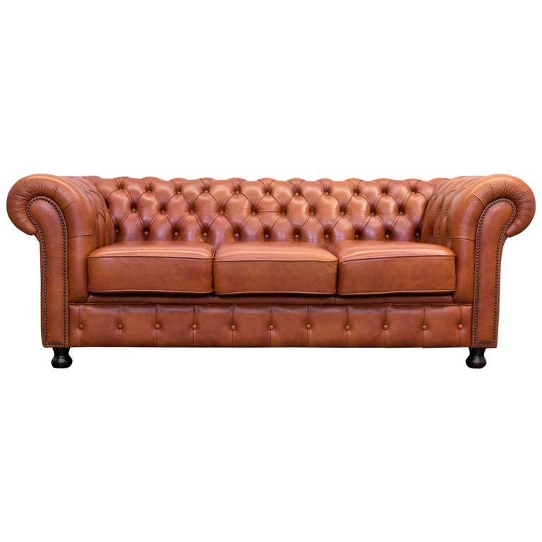 Original Chesterfield Three Seat Couch Authentic Leather Terracotta Original Chesterfield Three Seat Couch Authentic Leather Terracotta For