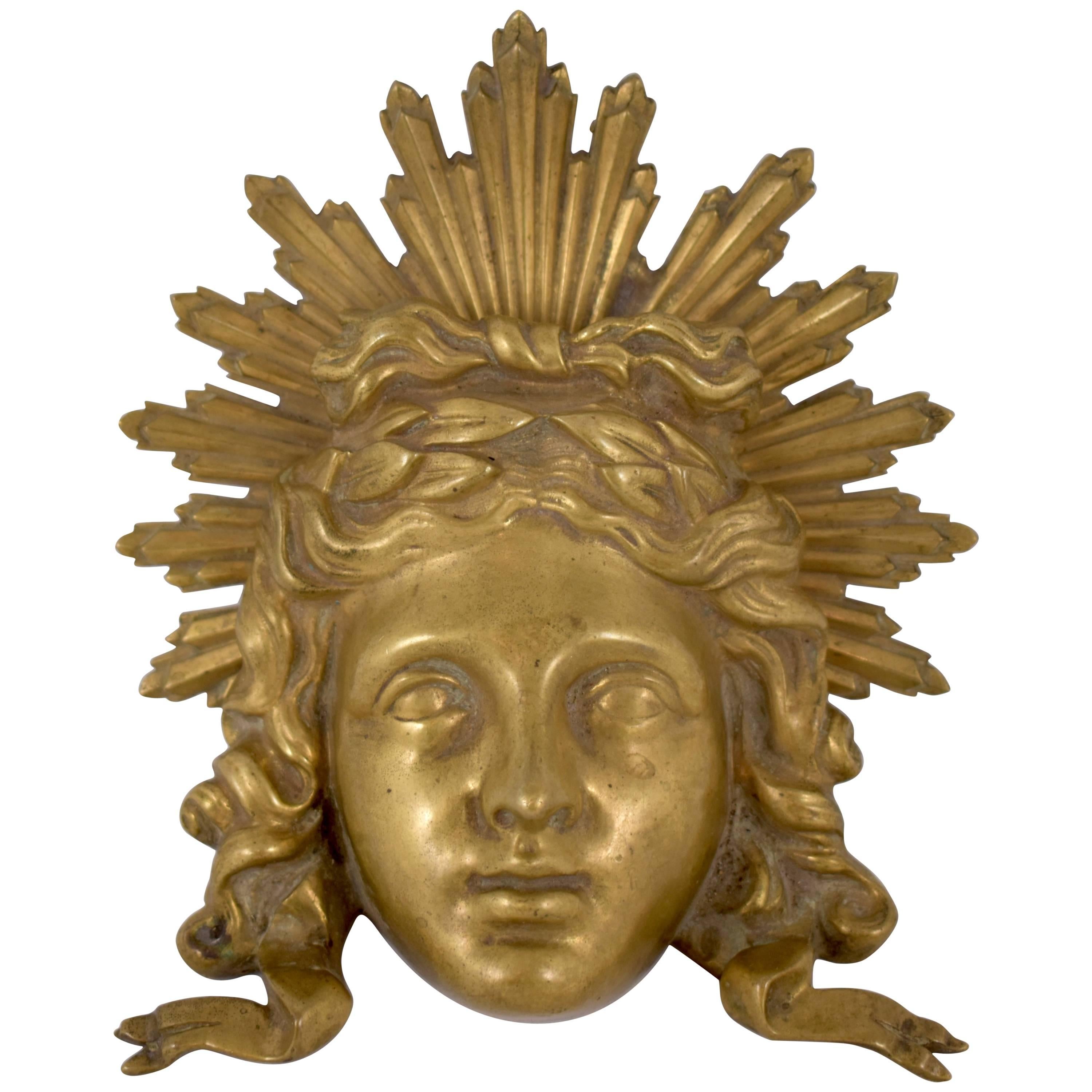 Late 18th Century French Ormolu Louis XVI Fragment Wall Plaque, the Sun King