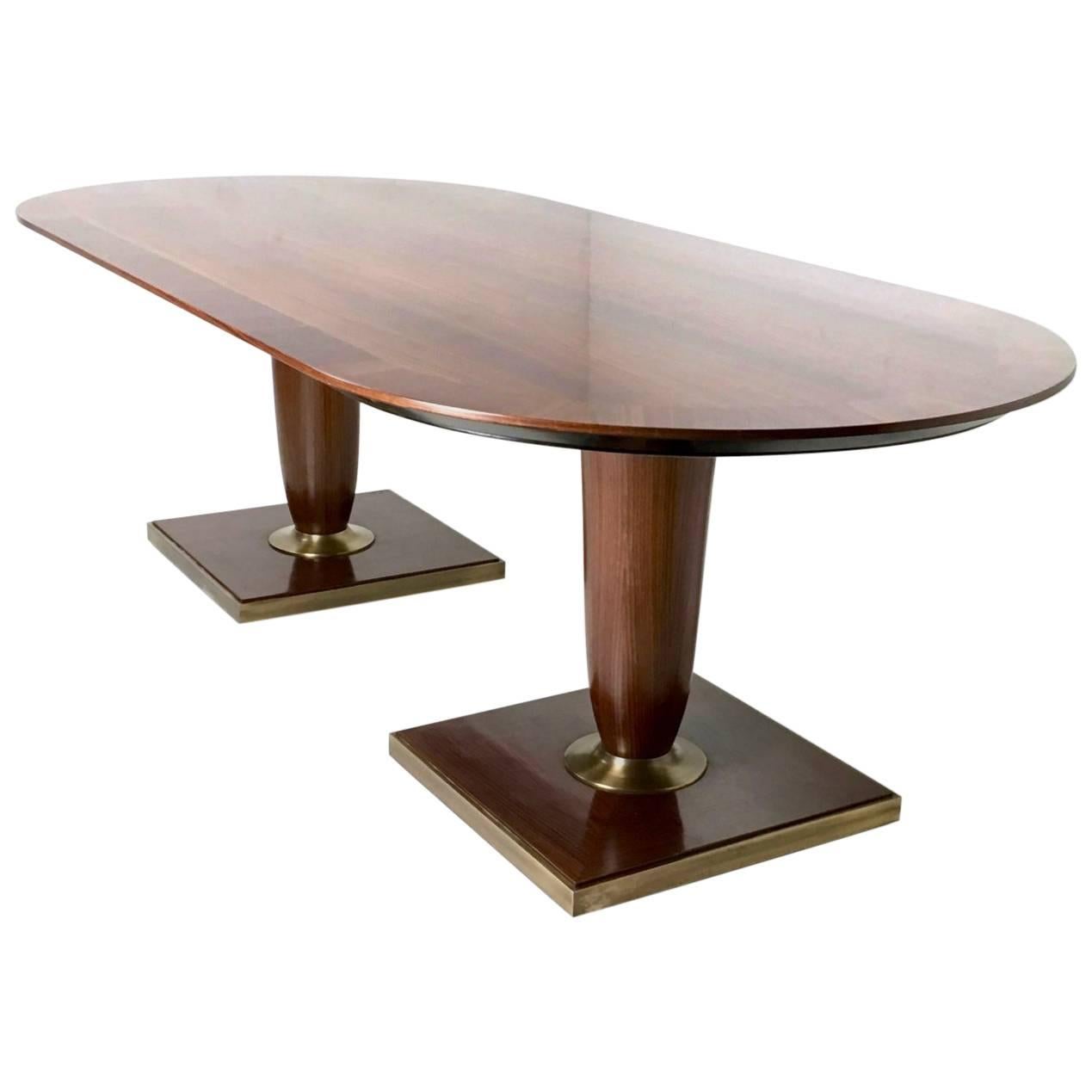 High-Quality Black Walnut Conference Table, Italy, 1980s