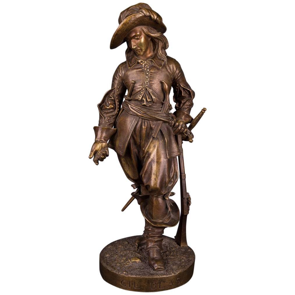 19th Century, Bronze Sculpture Gil Blas Signed by Leveque For Sale