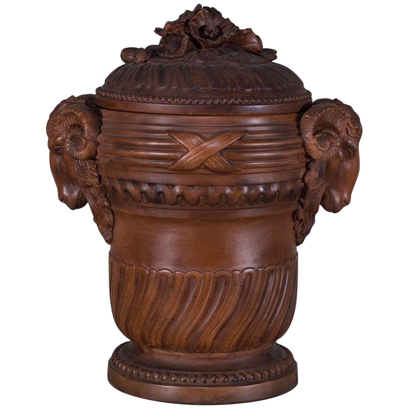 Enormous Antique French Neoclassical Terracotta Vessel and Lid, circa 1885 For Sale